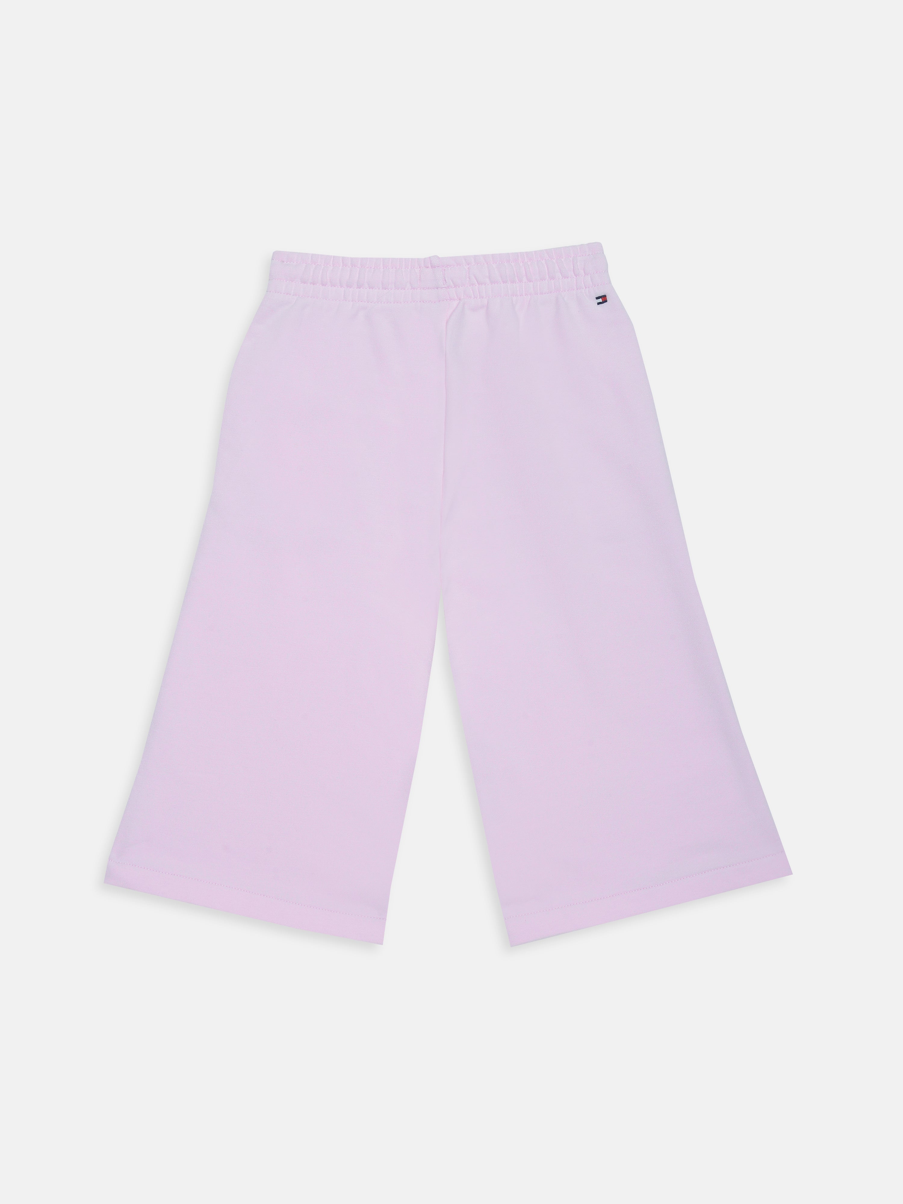 Girls Pink Cotton Blend Knit Casual Pants with Drawstring