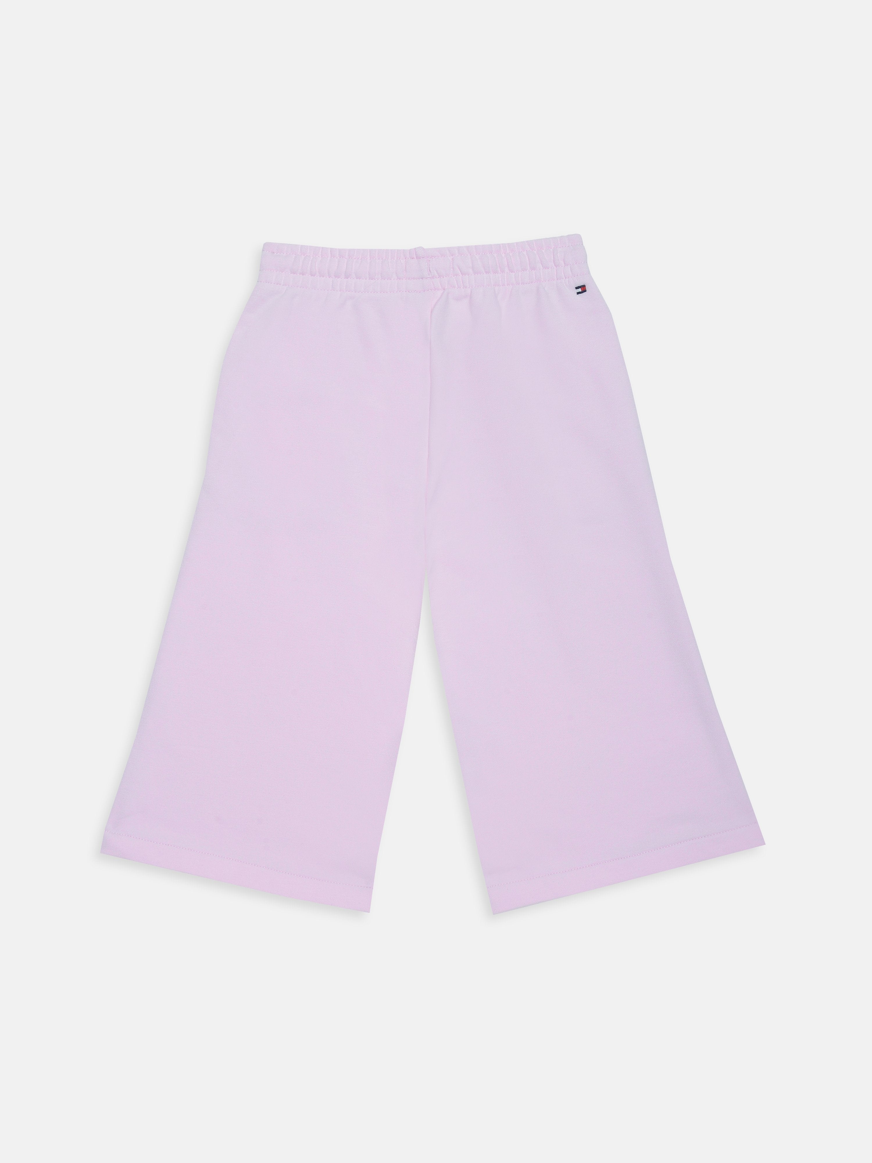 Girls Pink Drawstring Knit Pants with Stretch