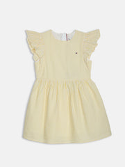 Girls Yellow Striped Knee-Length A-Line Dress