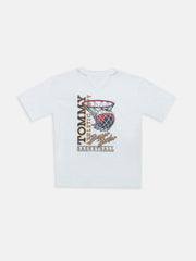 Boys White Graphic Crew Neck Comfort Fit T-Shirt