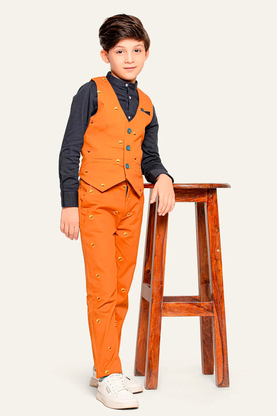 Boys Rust Straight Fit Cotton Formal Trouser