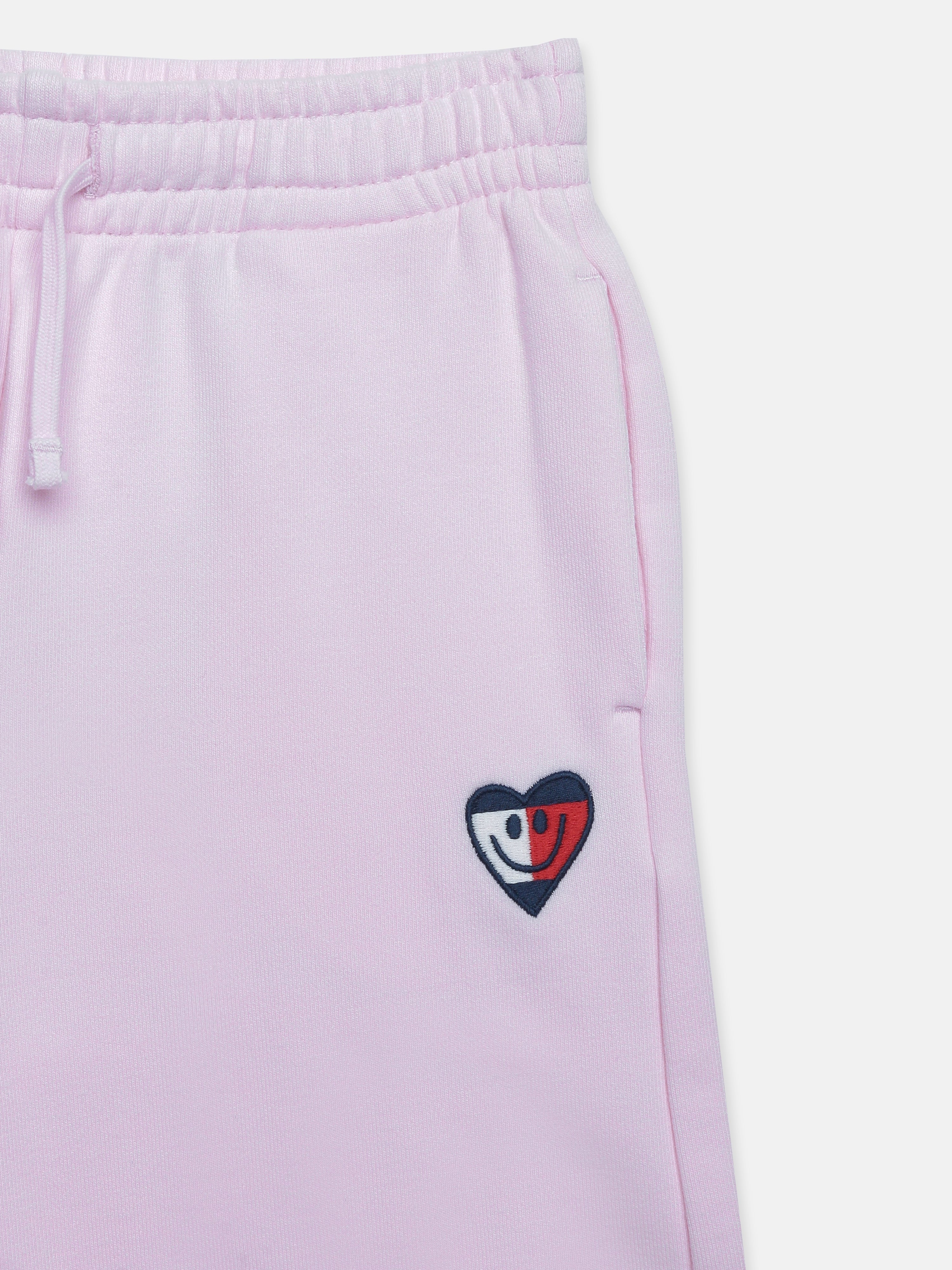 Girls Pink Cotton Blend Knit Casual Pants with Drawstring