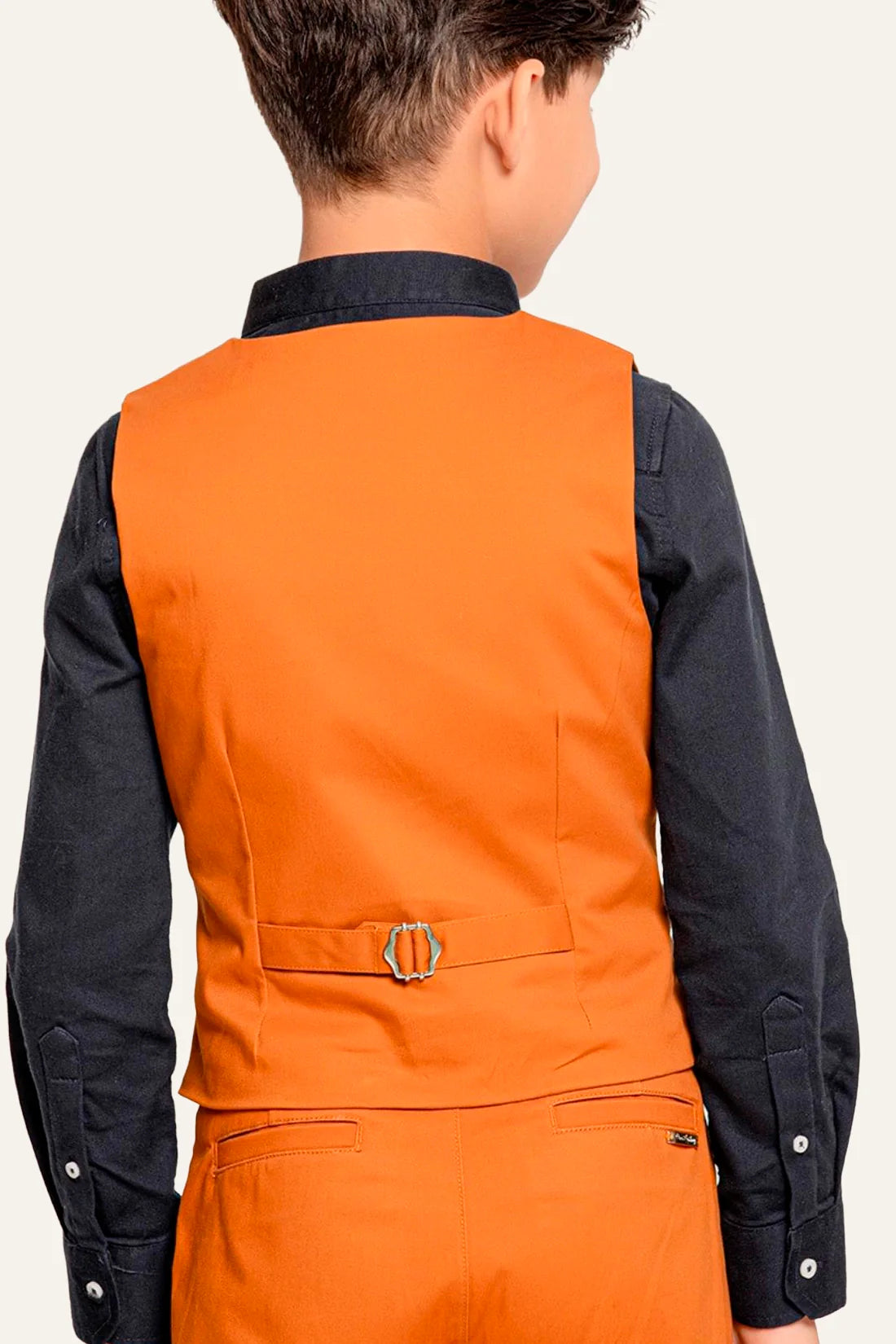 Boys Rust V-Neck Cotton Formal Waistcoat