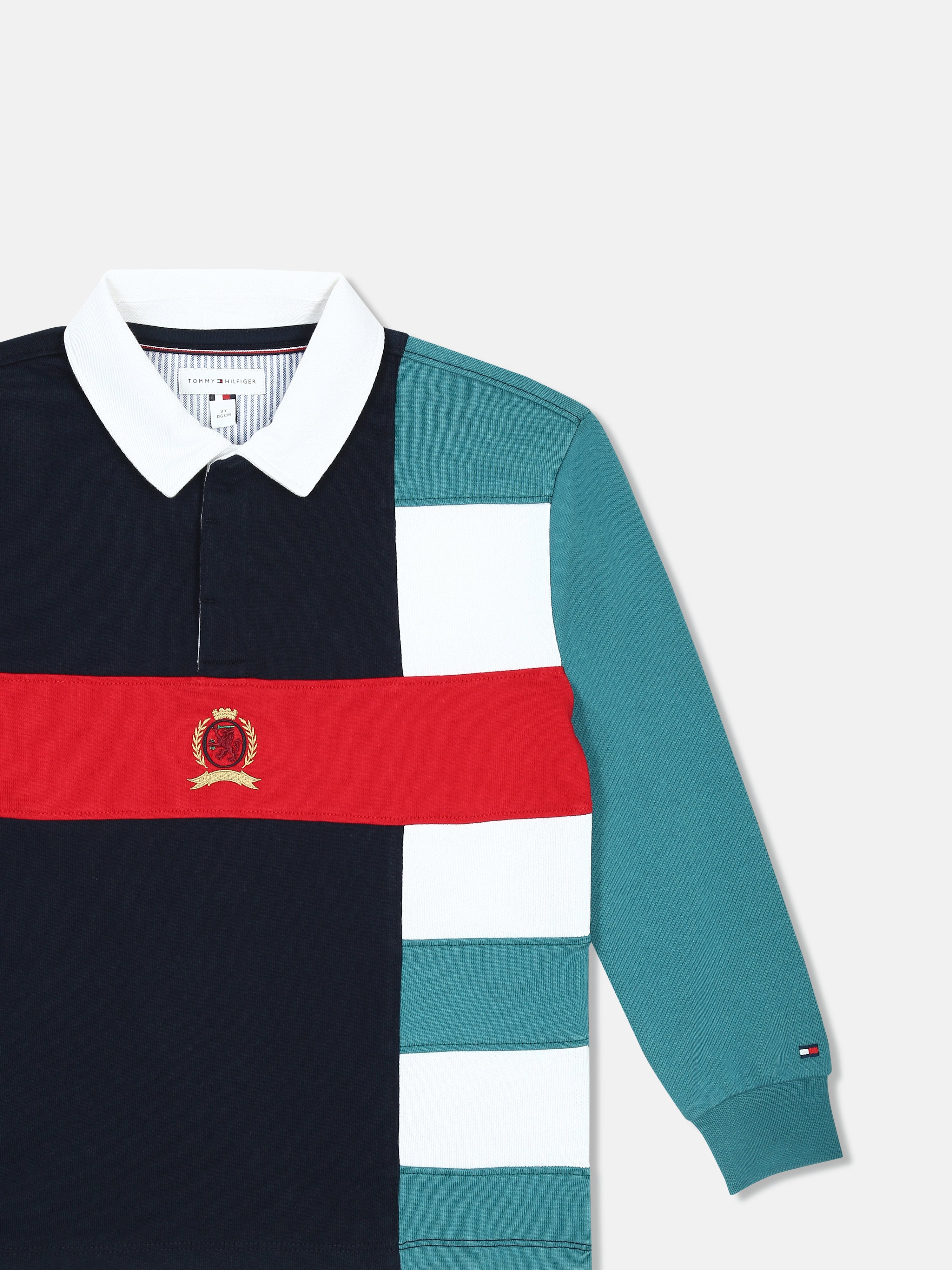 Striped Navy Blue Regenerative Cotton Polo T-Shirt for Boys