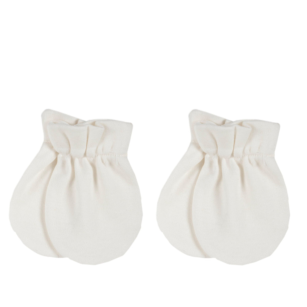 Unisex White Cotton Mittens