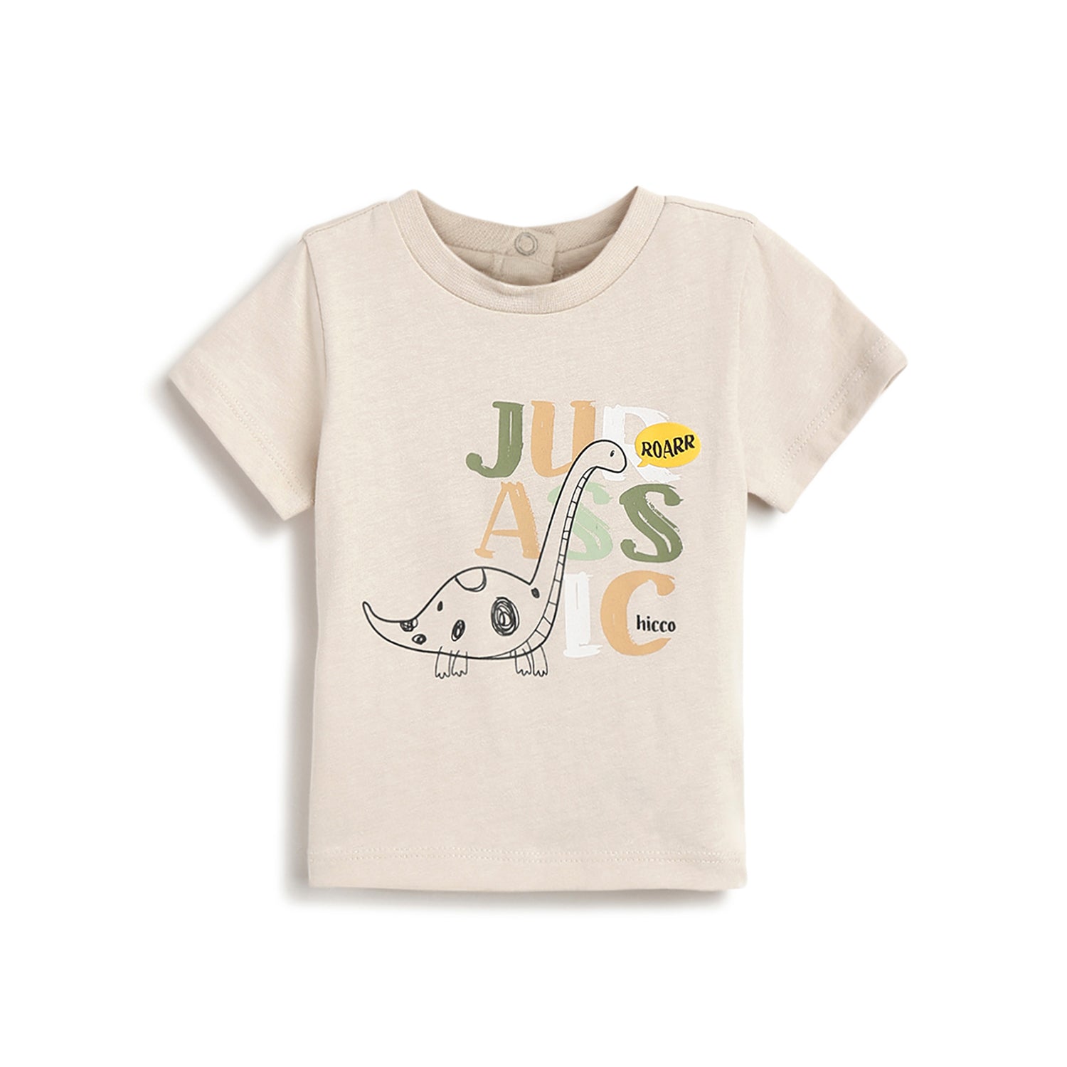 Boys Graphic Printed Short Sleeve Cotton Top – Light Natural