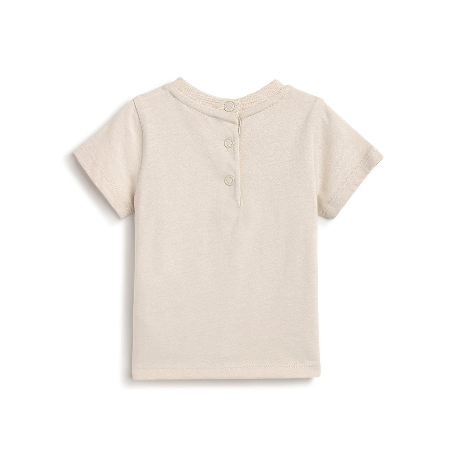 Boys Graphic Printed Short Sleeve Cotton Top – Light Natural