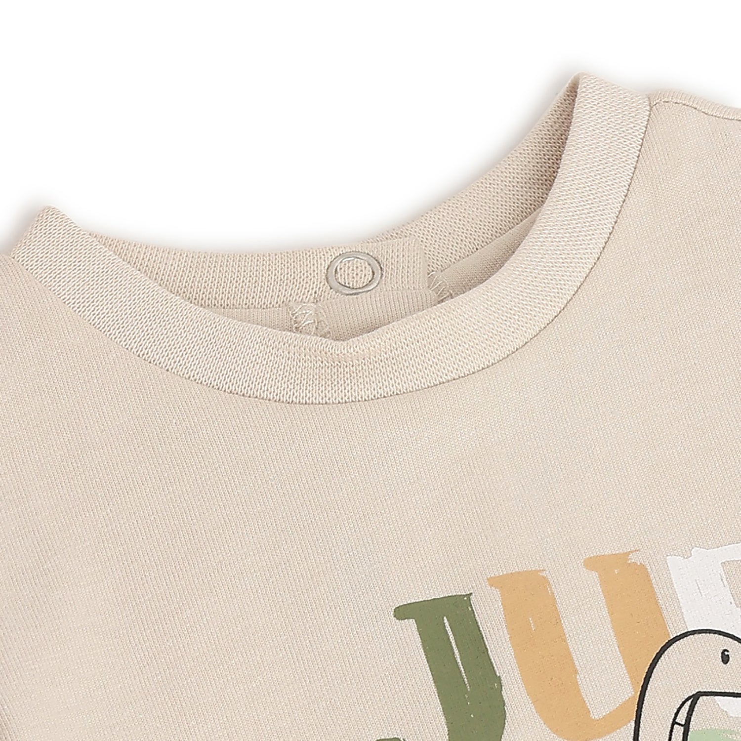 Boys Graphic Printed Short Sleeve Cotton Top – Light Natural
