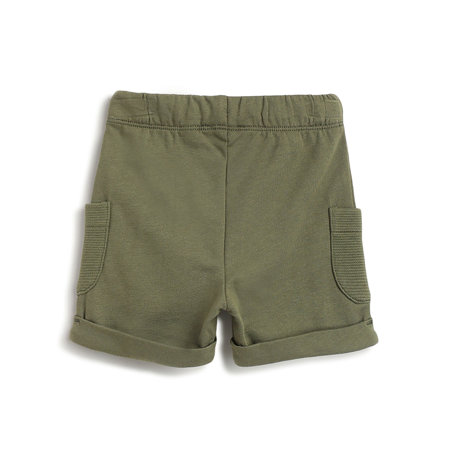 Boys Medium Green Cotton Shorts with Regular Fit