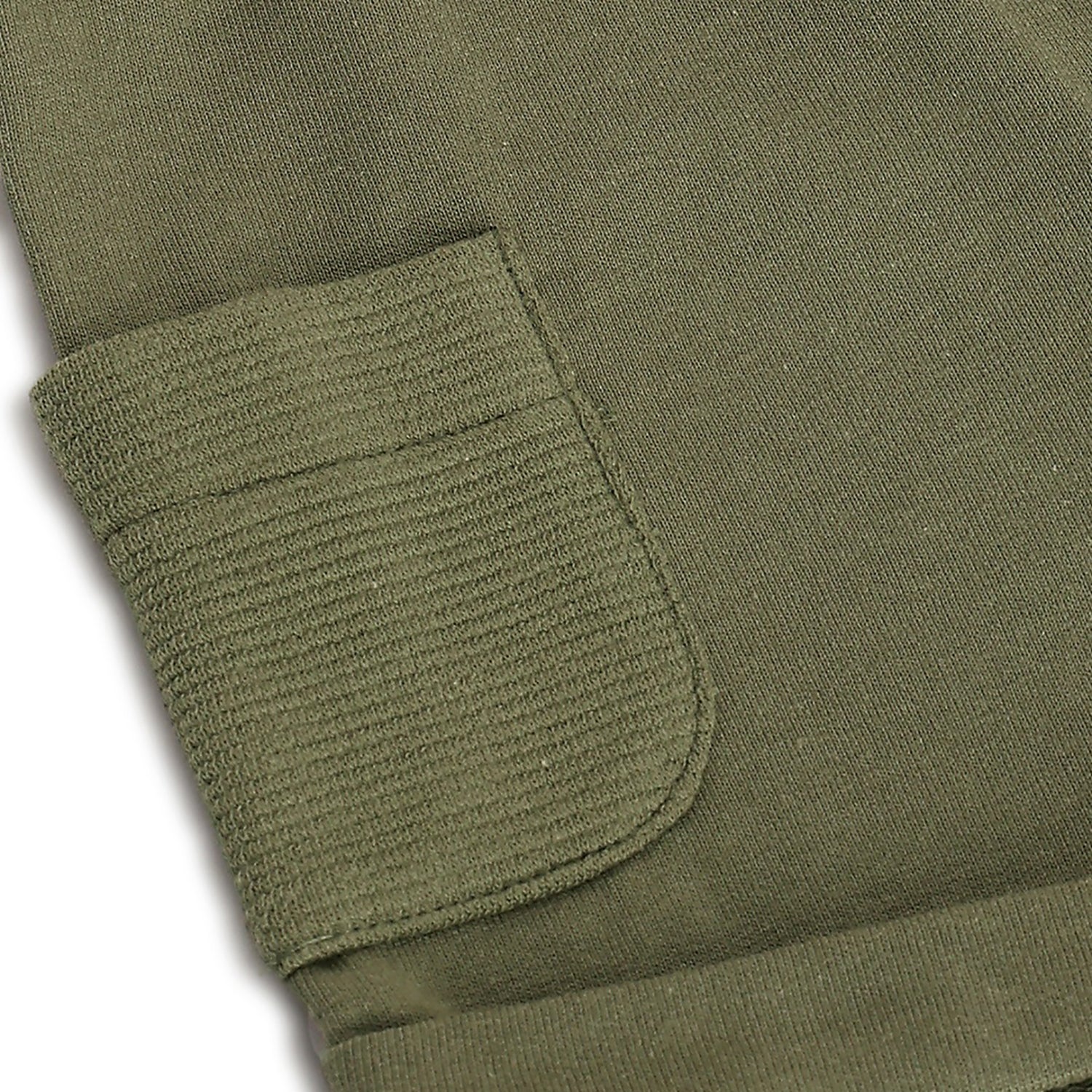 Boys Medium Green Cotton Shorts with Regular Fit