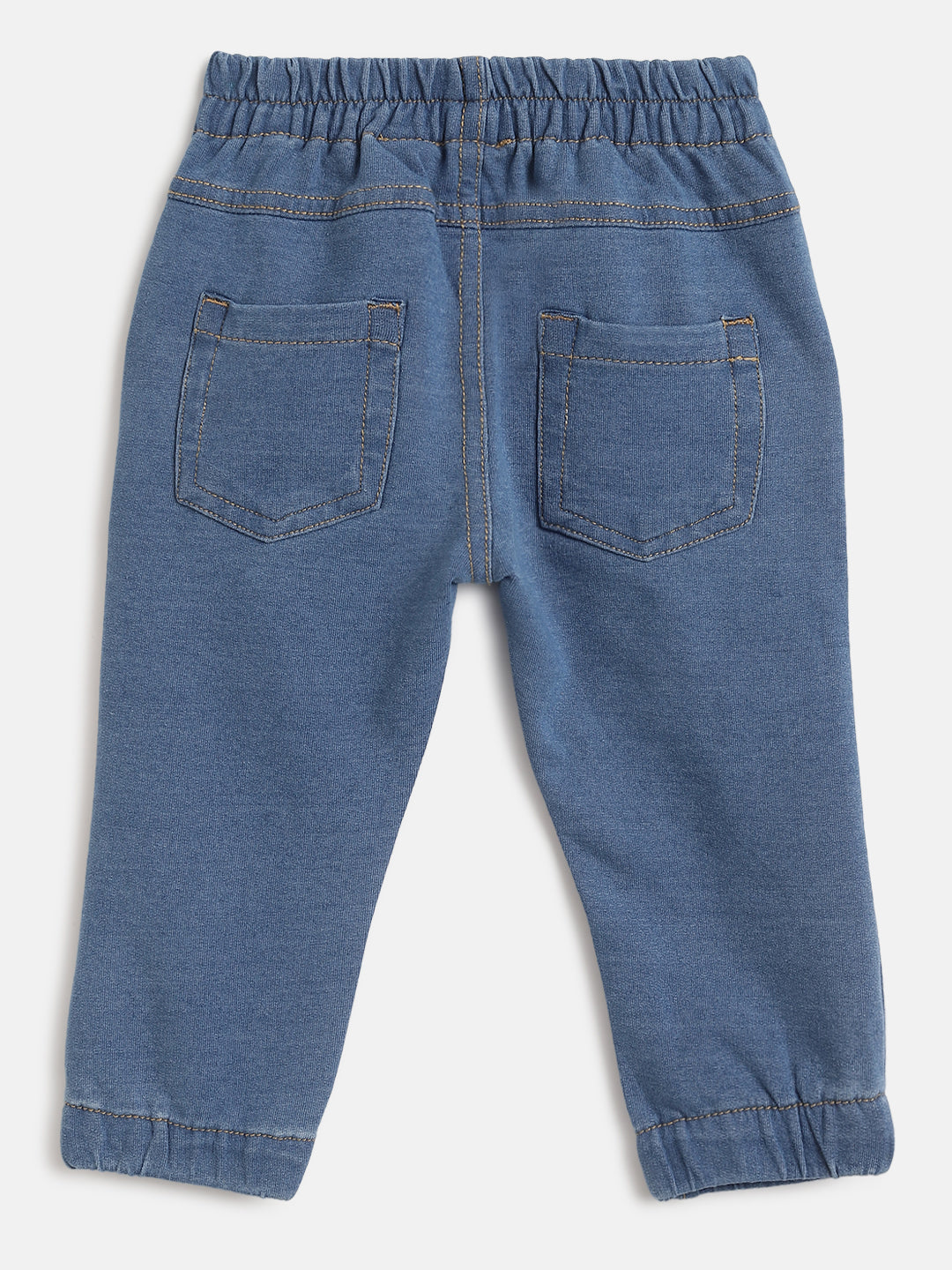 Boys Medium Blue Solid Cotton Blend Trousers in Regular Fit