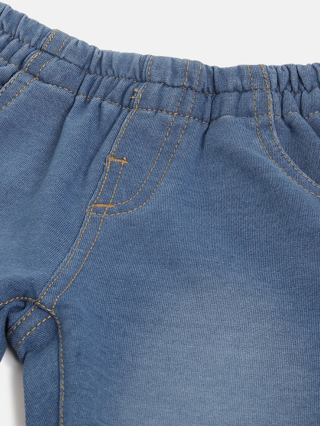 Boys Medium Blue Solid Cotton Blend Trousers in Regular Fit