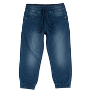 Boys Medium Blue Cotton Rich Long Trousers with Regular Fit