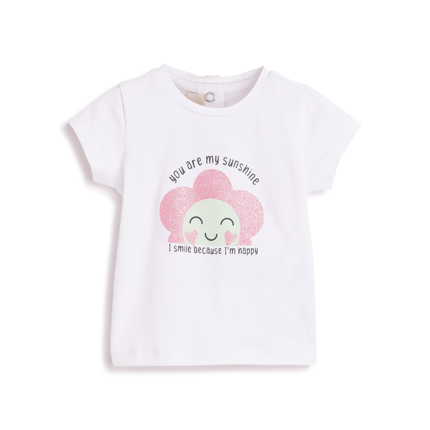 Girls White Graphic Printed Cotton Stretch T-Shirt with Regular Fit