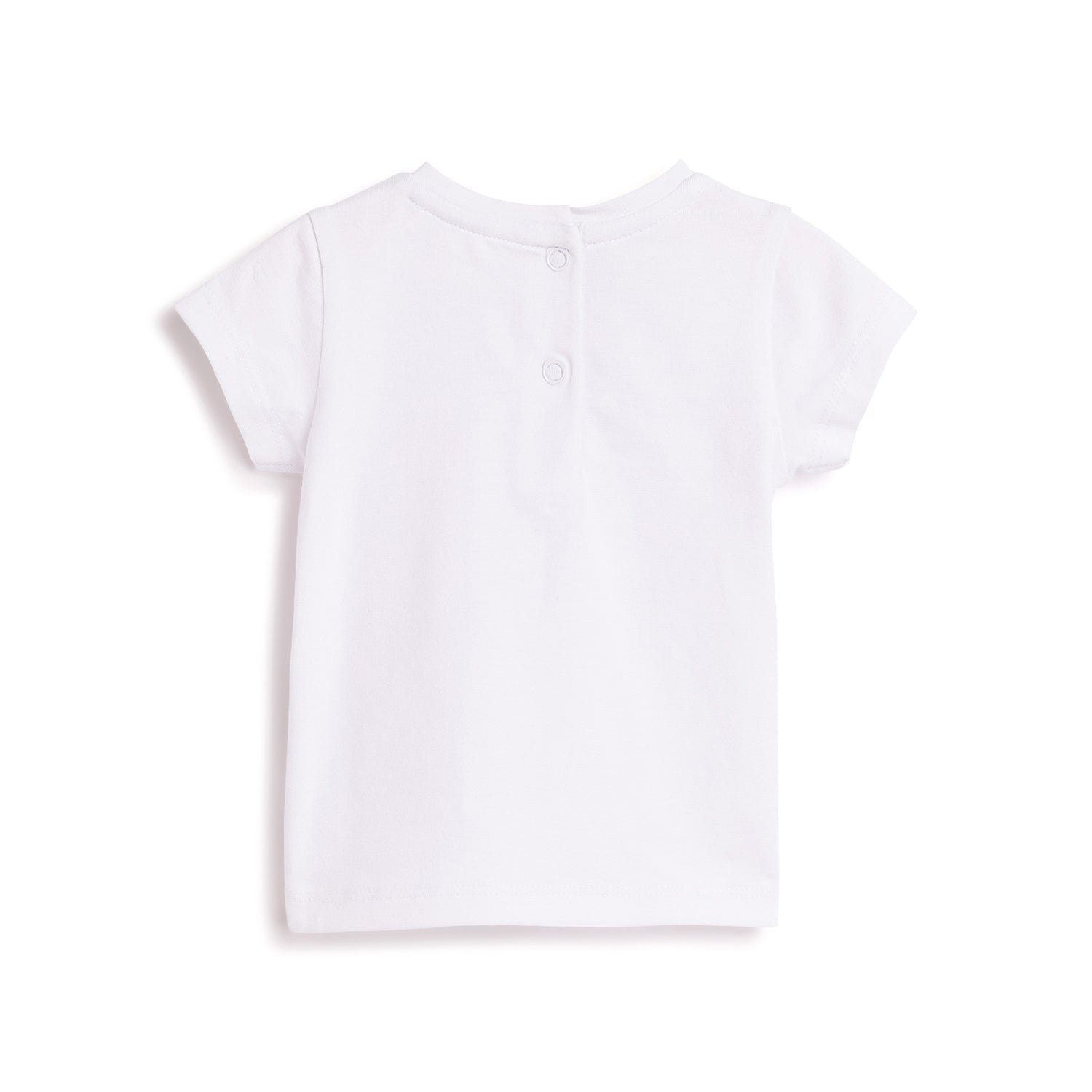 Girls White Graphic Printed Cotton Stretch T-Shirt with Regular Fit