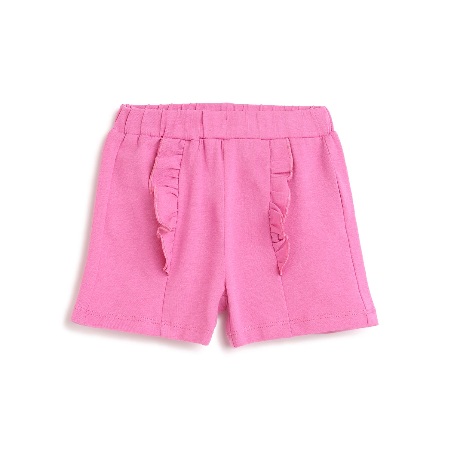 Girls Dark Pink Cotton Stretch Shorts with Regular Fit