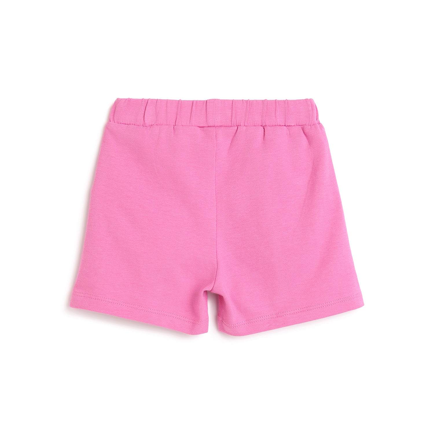 Girls Dark Pink Cotton Stretch Shorts with Regular Fit