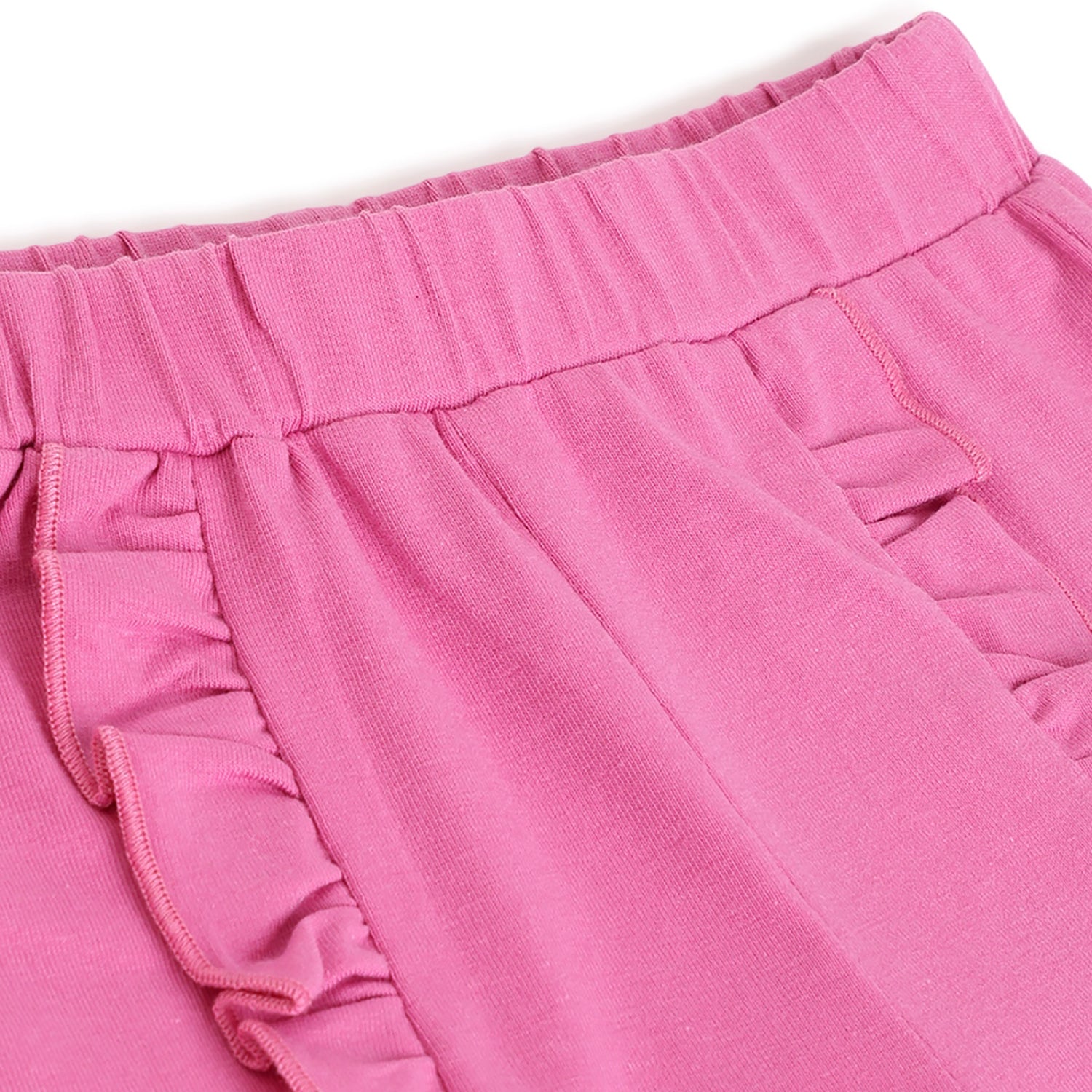 Girls Dark Pink Cotton Stretch Shorts with Regular Fit