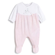 Girls Light Pink Applique Cotton Stretch Leg Opening Babysuit