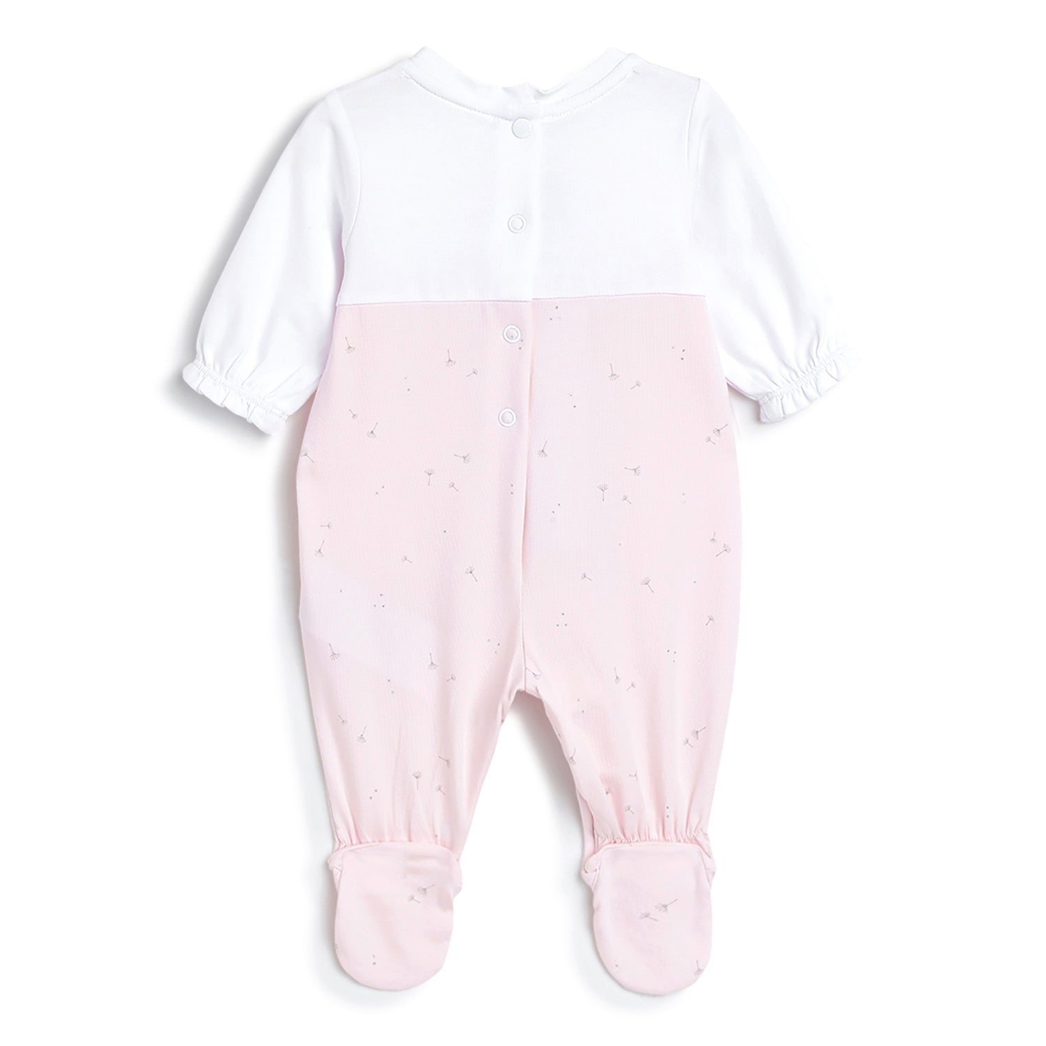 Girls Light Pink Applique Cotton Stretch Leg Opening Babysuit