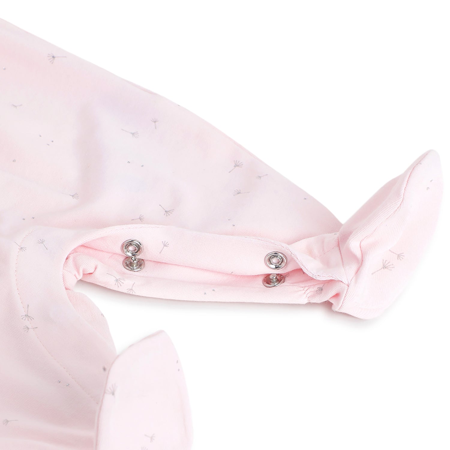 Girls Light Pink Applique Cotton Stretch Leg Opening Babysuit