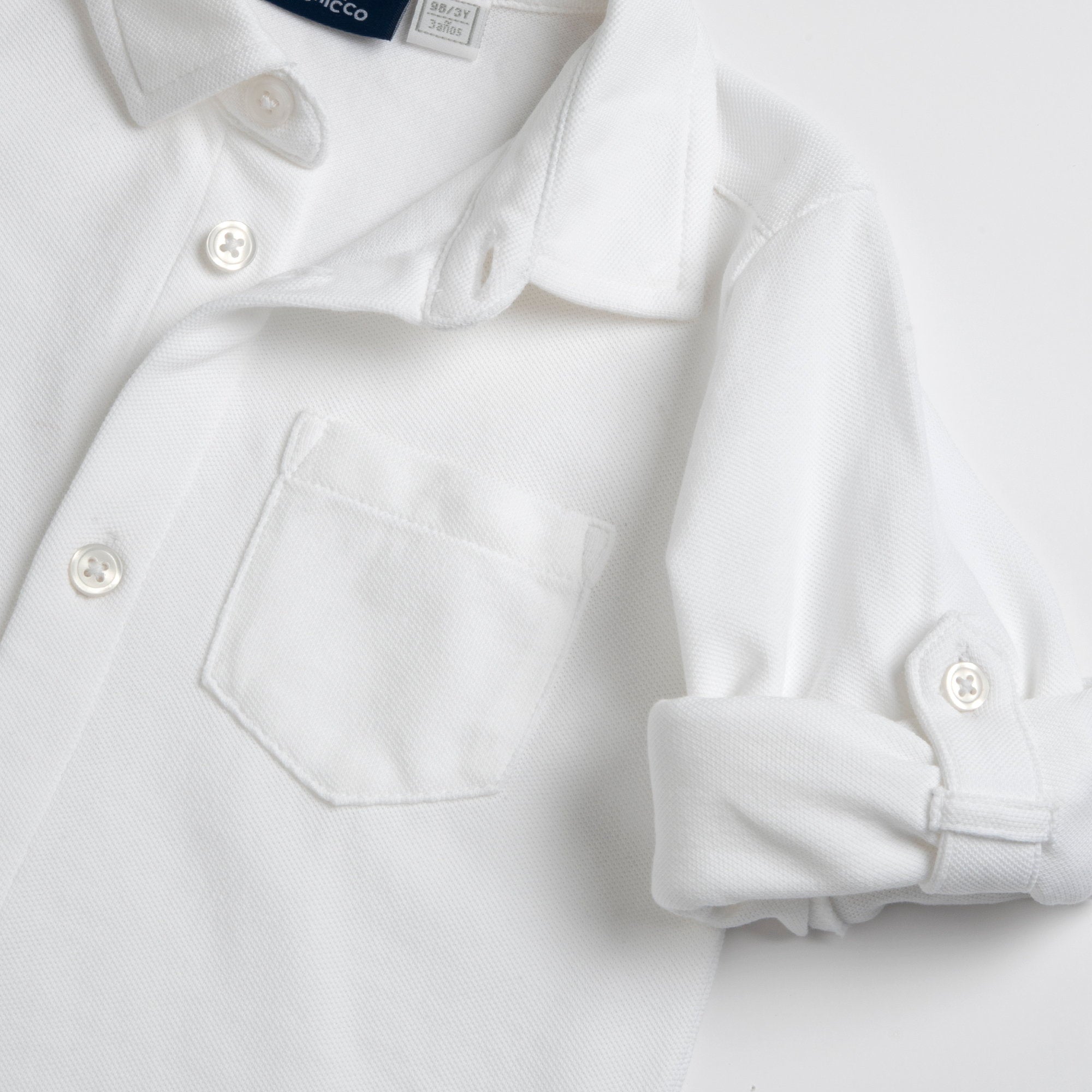 Boys White Solid Cotton Long Sleeve Shirt with Regular Fit