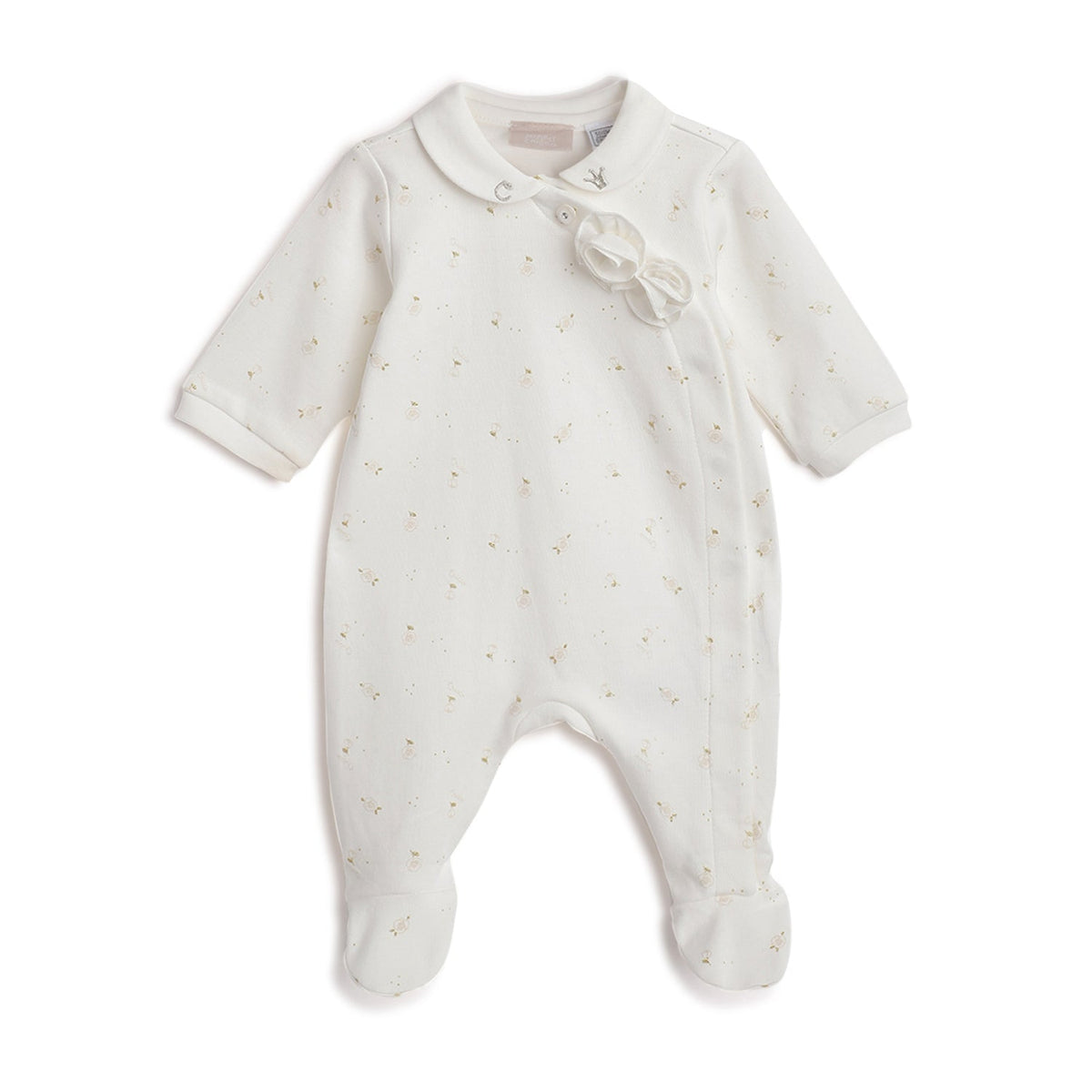 Girls Cream Floral Interlock Jumpsuit