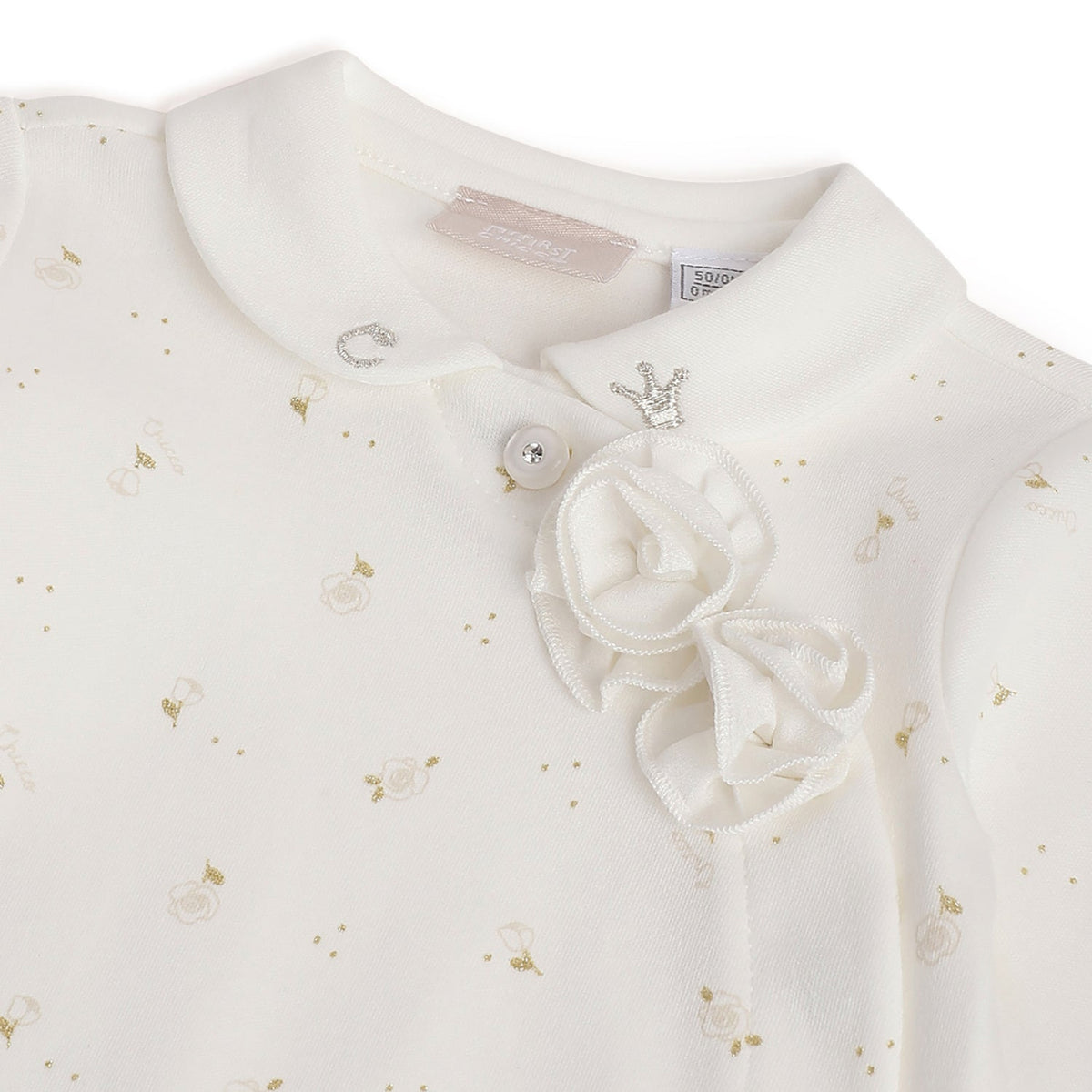 Girls Cream Floral Interlock Jumpsuit