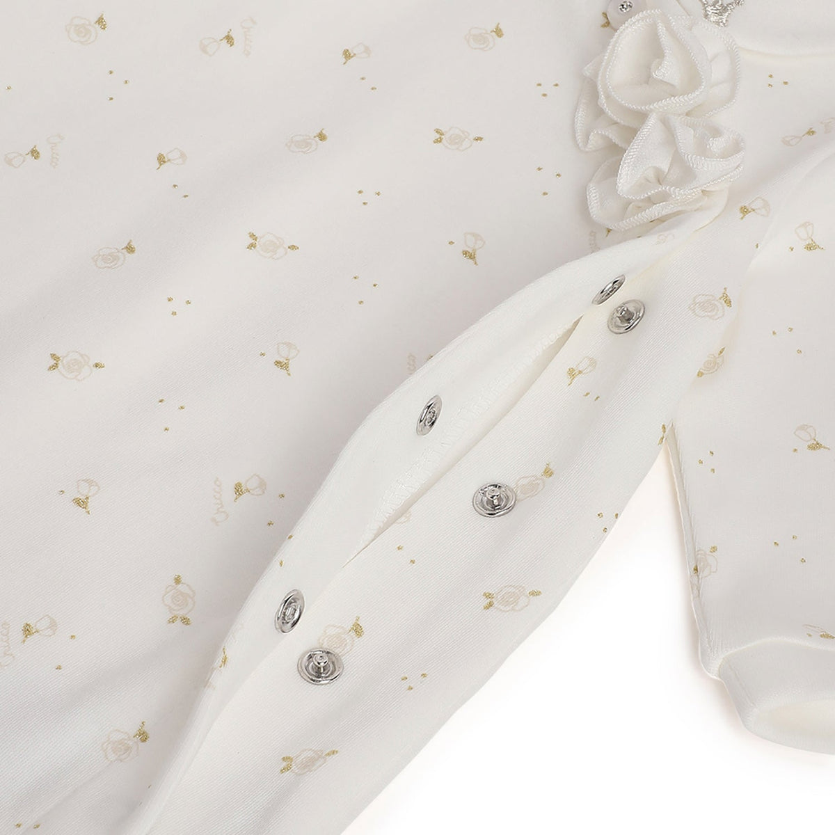Girls Cream Floral Interlock Jumpsuit