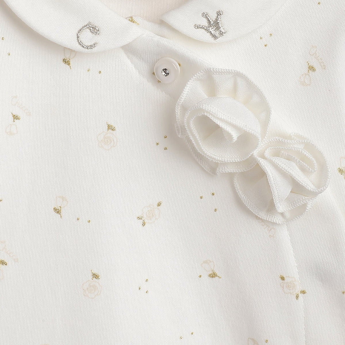 Girls Cream Floral Interlock Jumpsuit