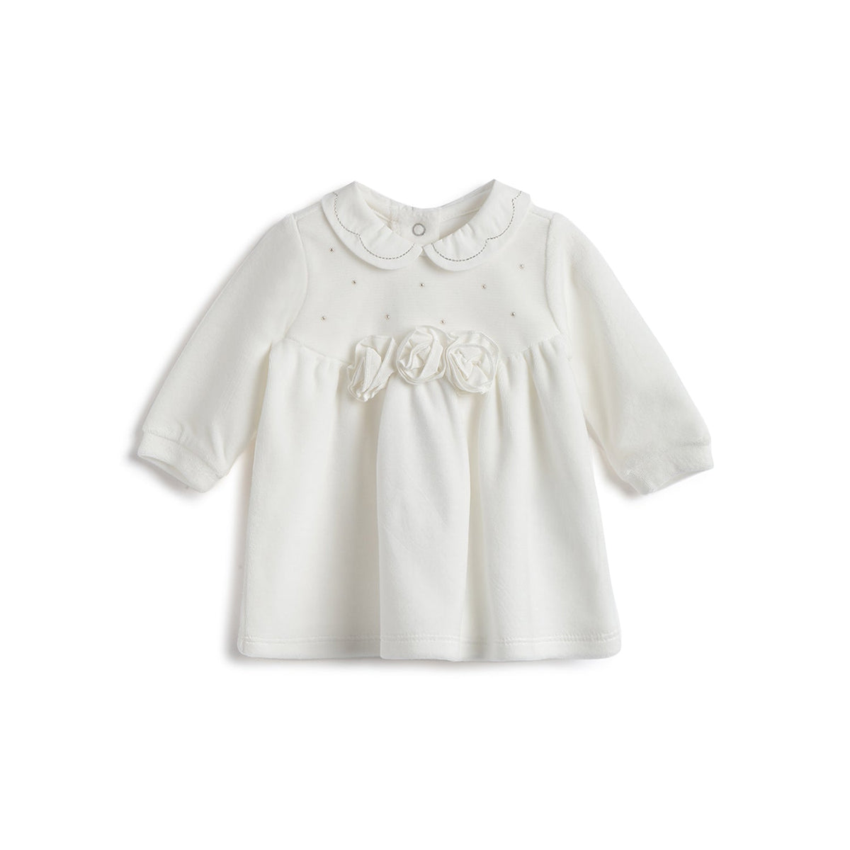 Girls White Embellished Chenille Dress