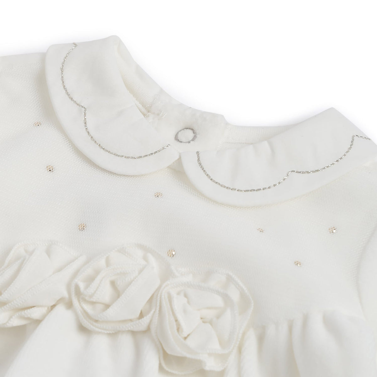 Girls White Embellished Chenille Dress