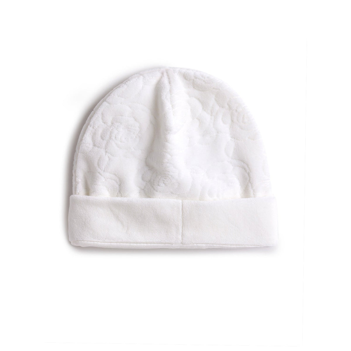 Girls White Floral Chenille Cap