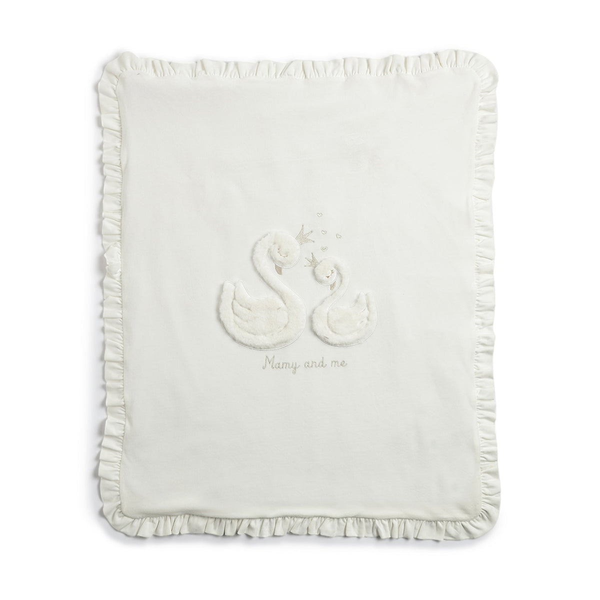 Girls White Graphic Chenille Baby Blanket