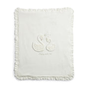 Girls White Graphic Chenille Baby Blanket