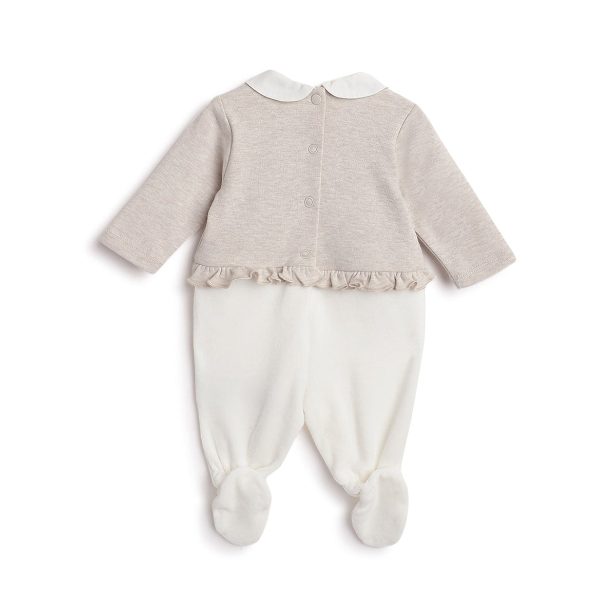 Girls Beige Colorblock Chenille Romper