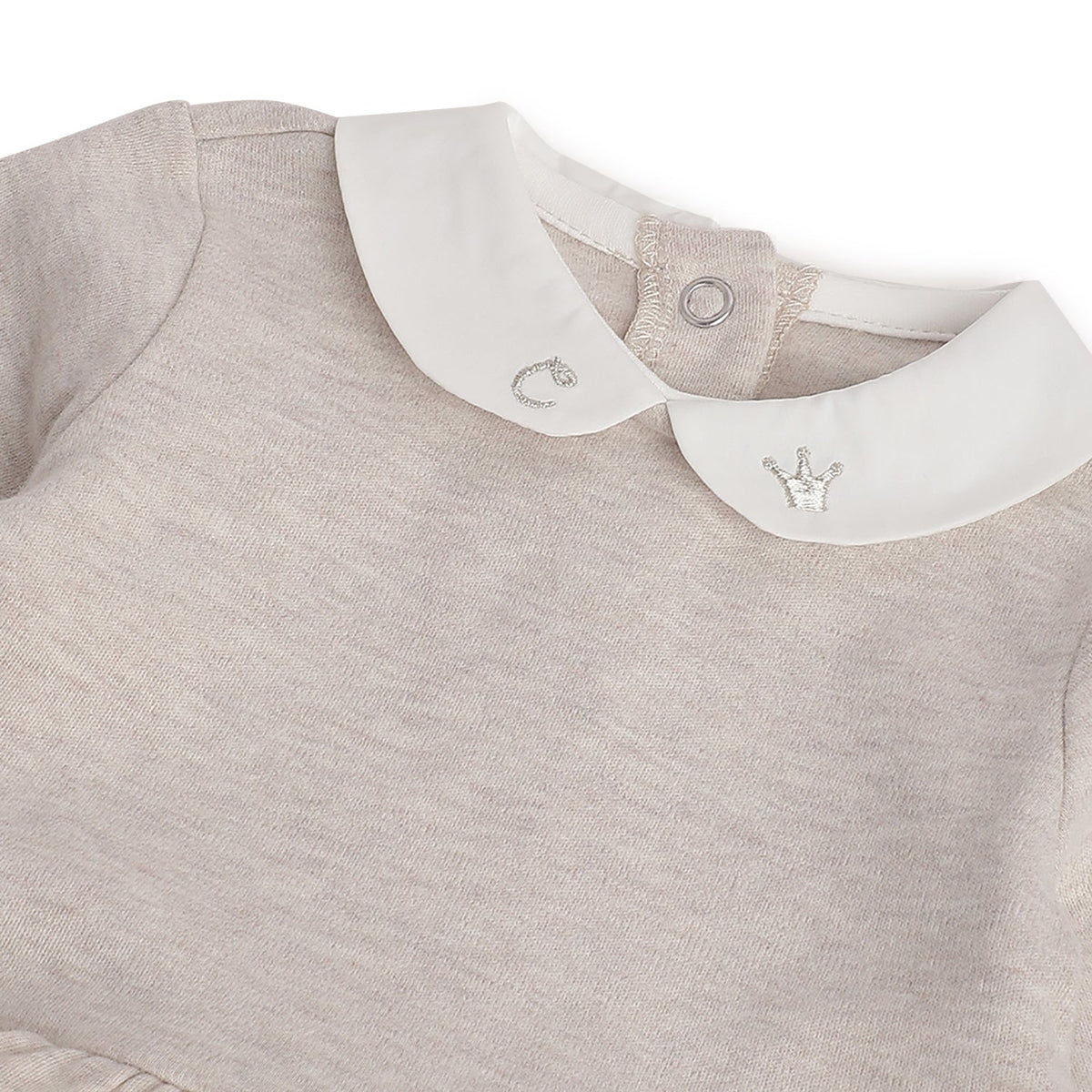 Girls Beige Colorblock Chenille Romper