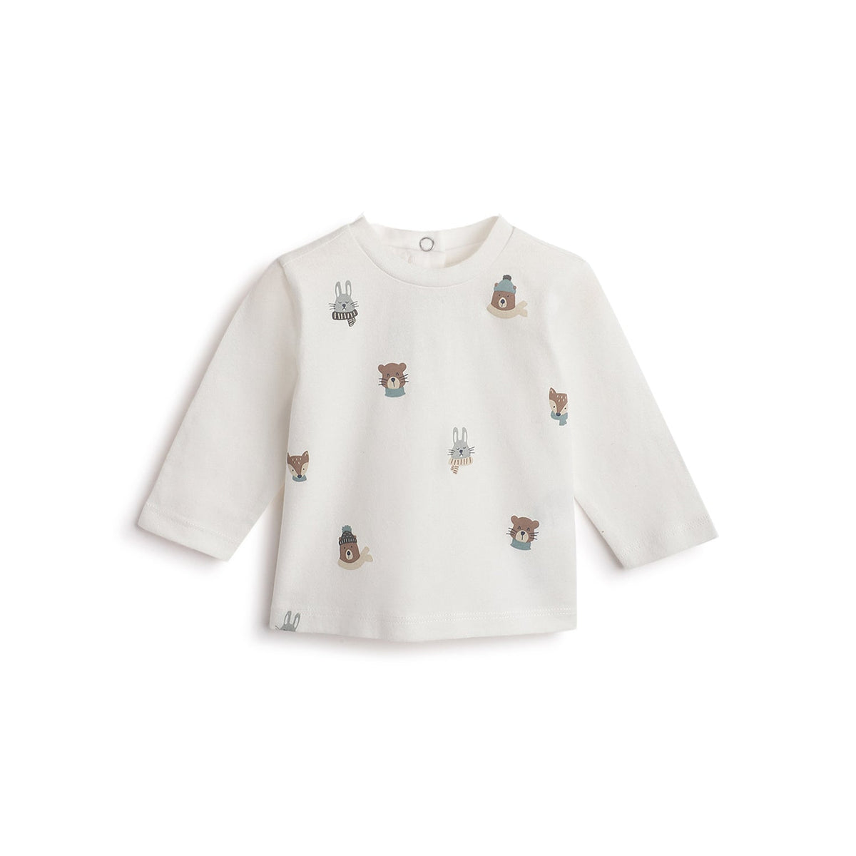 Boys White Forest Animal Cotton Jersey T-Shirt