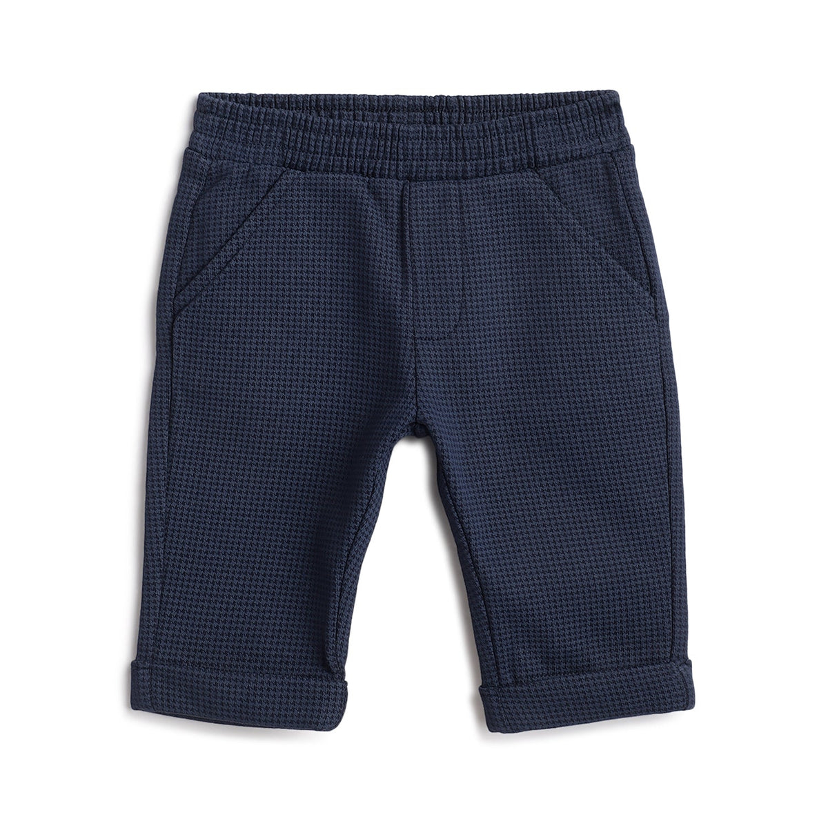Boys Navy Checked Brushed Fleece Trousers