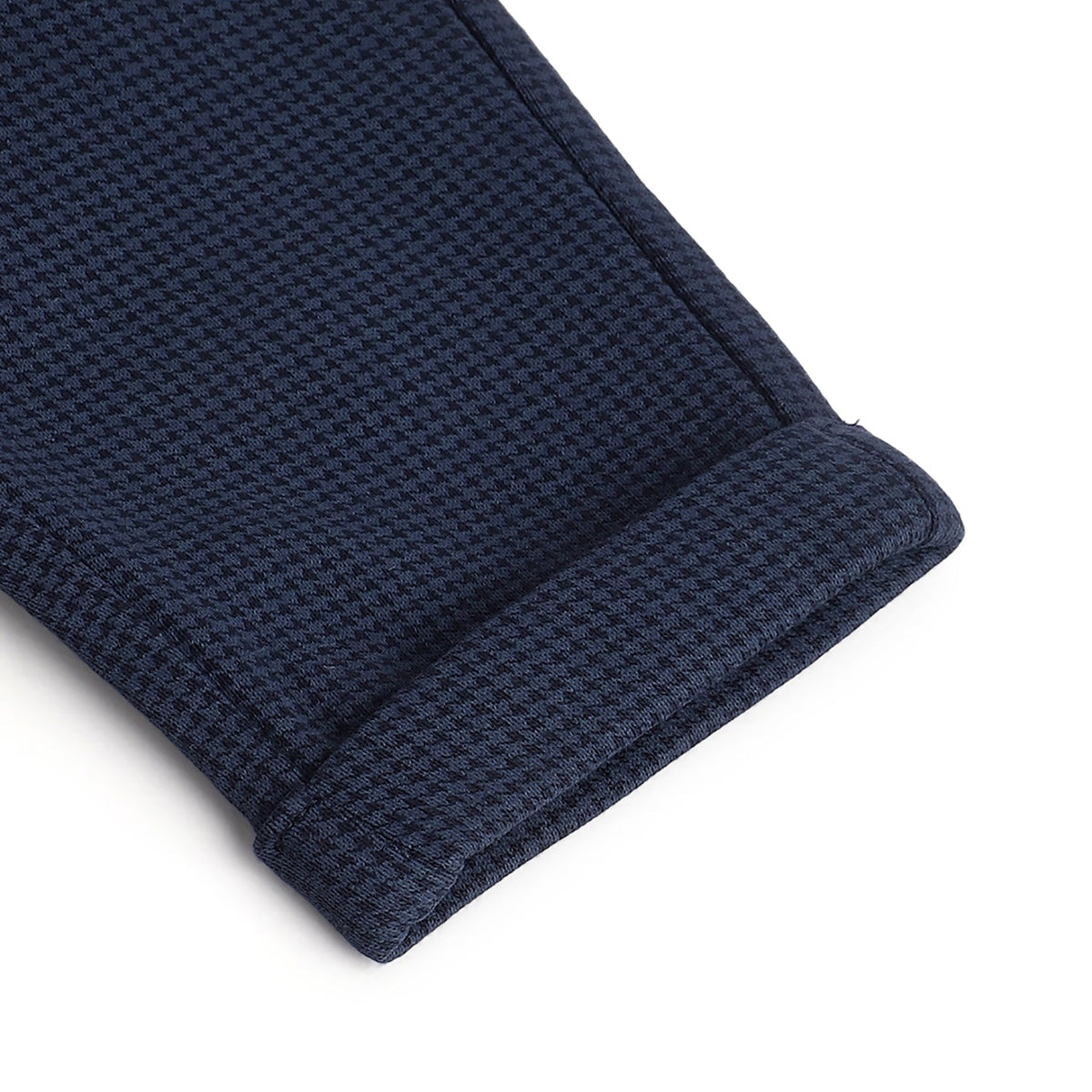 Boys Navy Checked Brushed Fleece Trousers