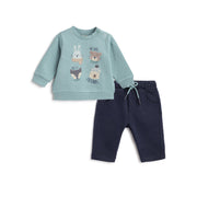 Boys Green Woodland Brushed Fleece Trousers Set
