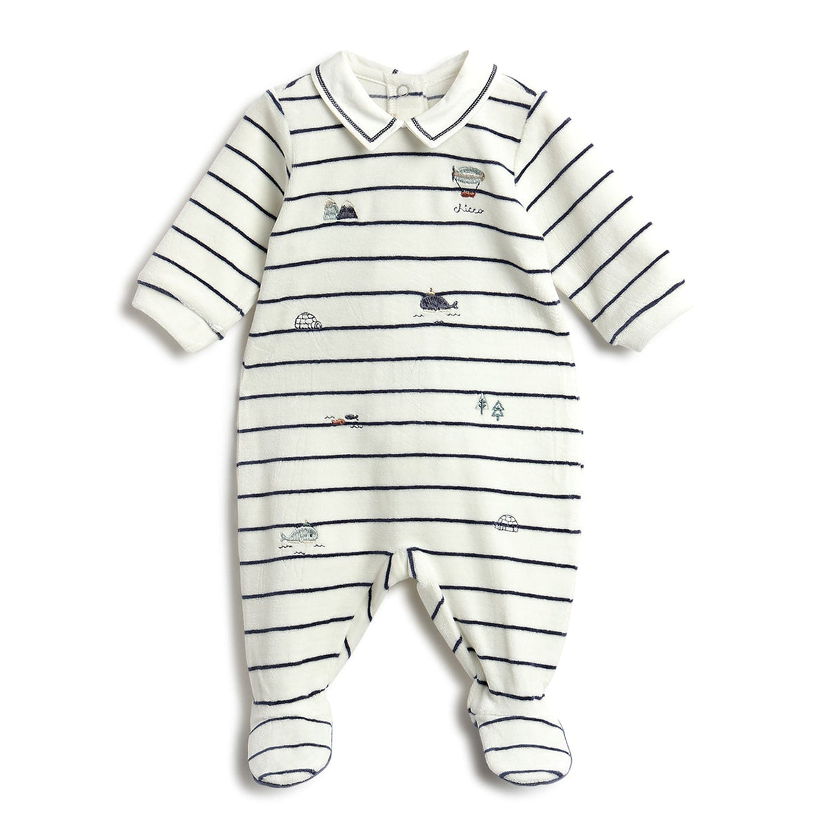 Boys White Graphic Chenille Onesie