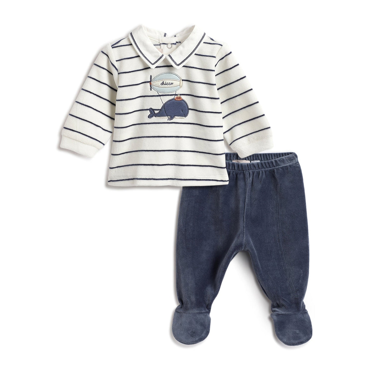 Boys White Striped Chenille Suit
