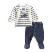 Boys White Striped Chenille Suit