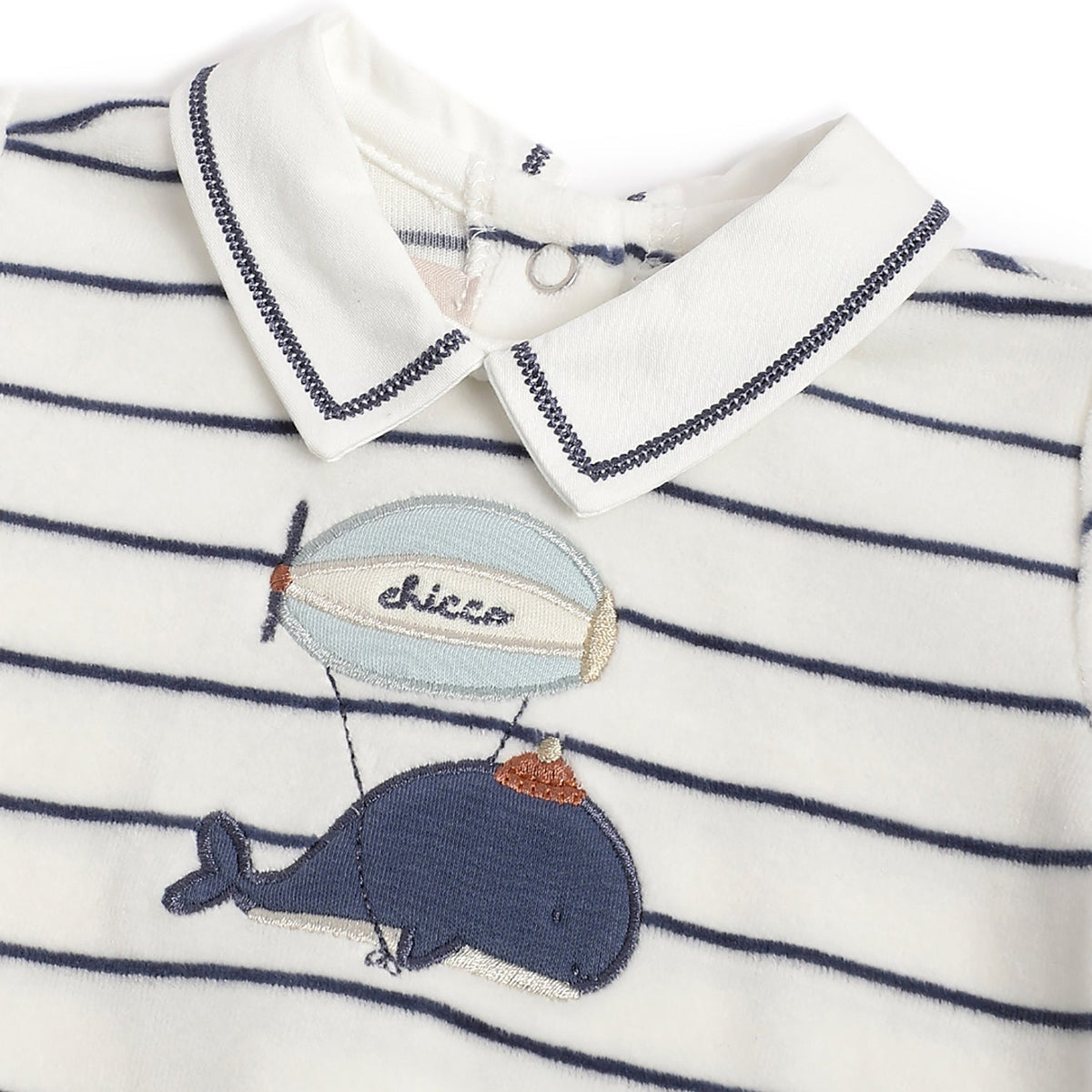 Boys White Striped Chenille Suit