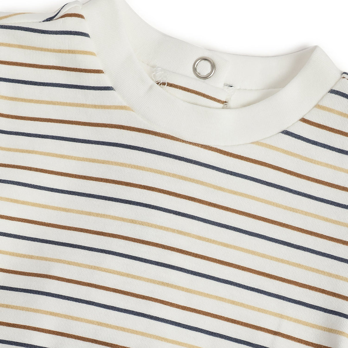 Boys White Striped Interlock Overalls Set
