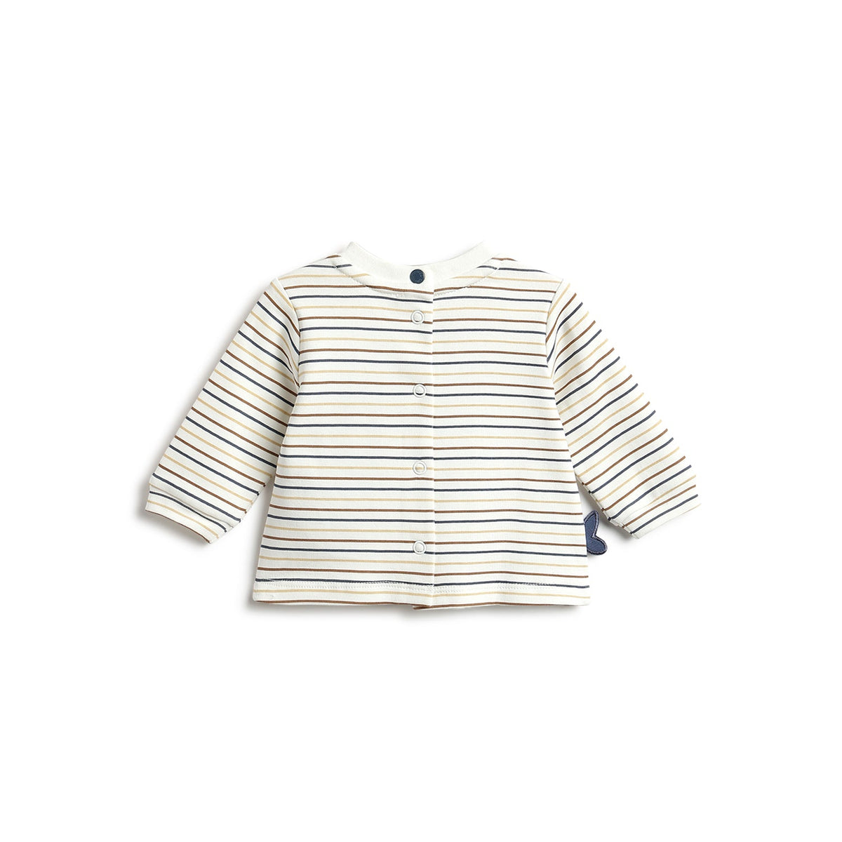 Boys White Striped Interlock T-Shirt & Trousers Set