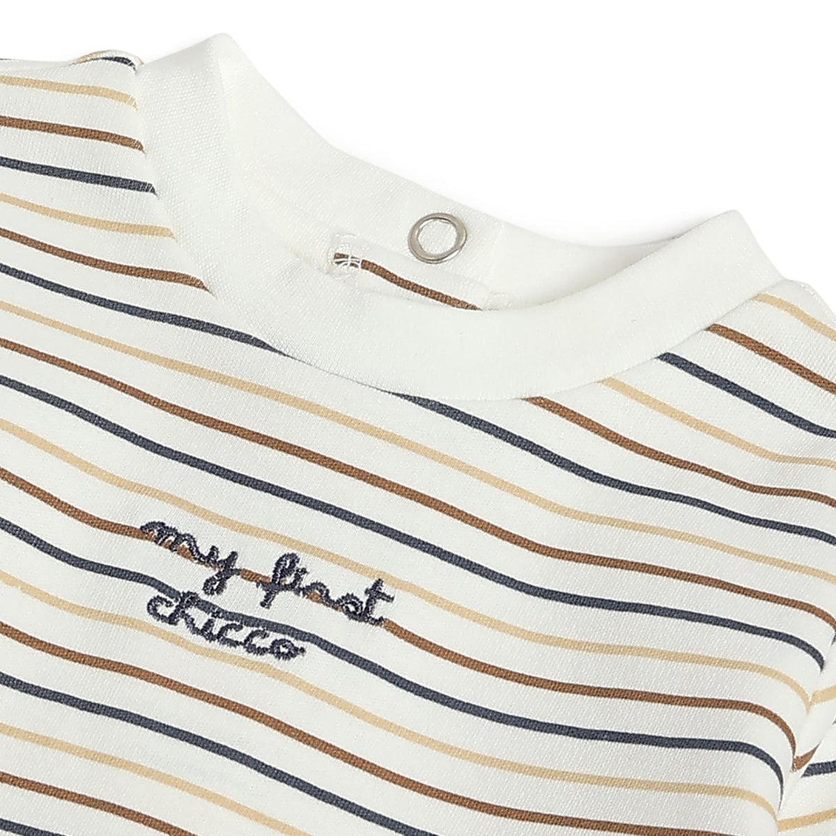 Boys White Striped Interlock T-Shirt & Trousers Set