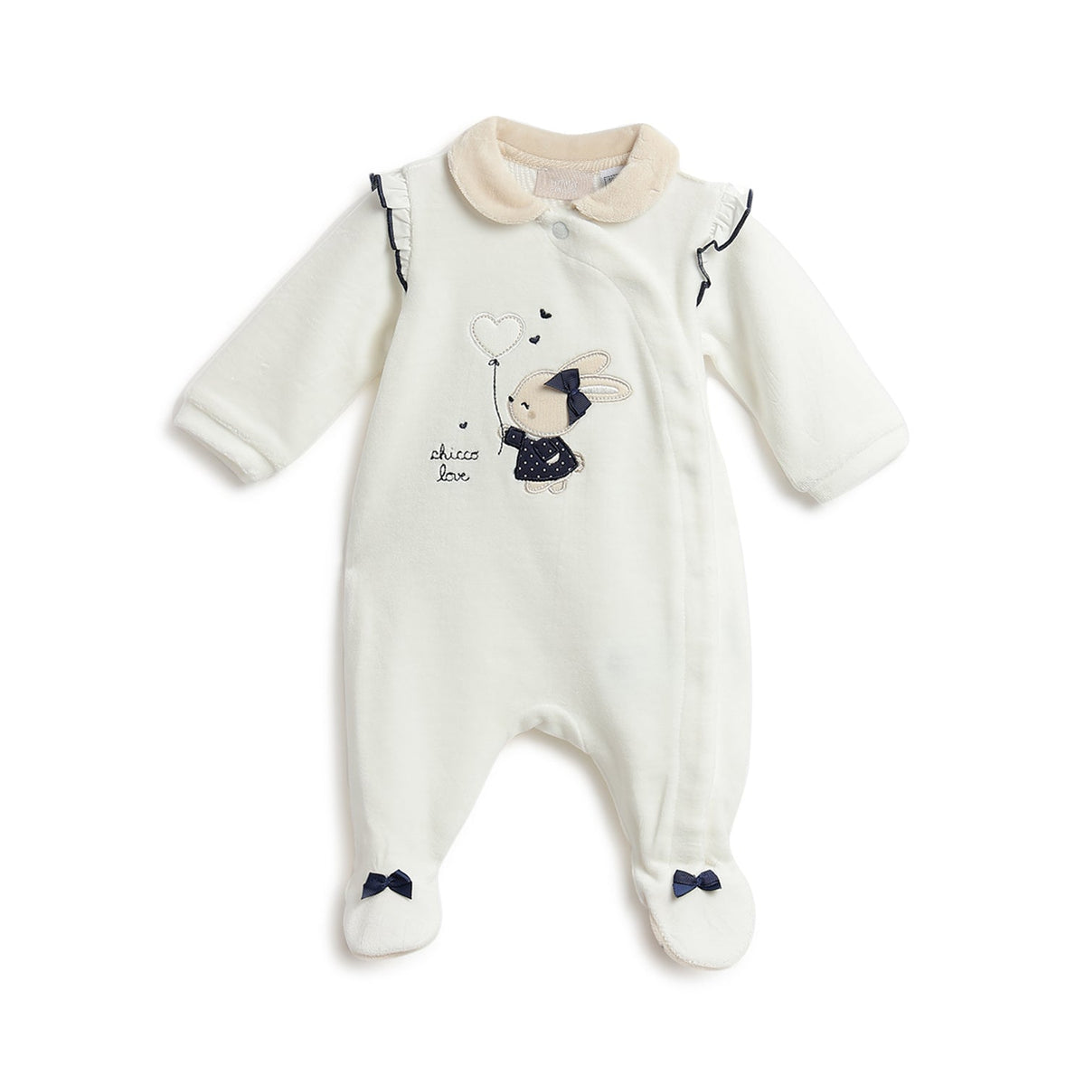 Girls Beige Bow Chenille Romper