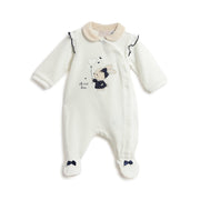 Girls Beige Bow Chenille Romper